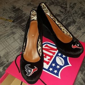 NFL Houston Texans Black Velvet Wedges
